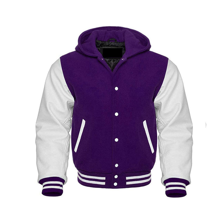 Modren Hoodie Varsity Jacket With Leather Sleeves