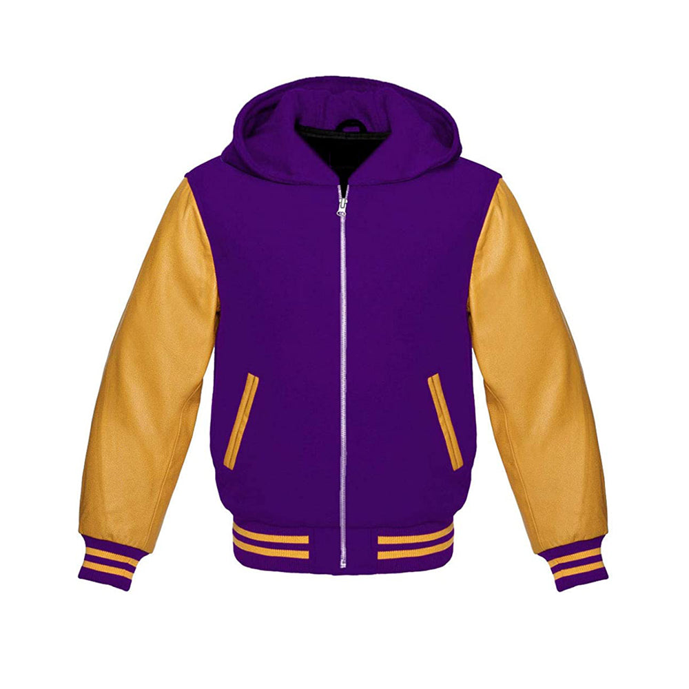 Modren Hoodie Varsity Jacket With Leather Sleeves