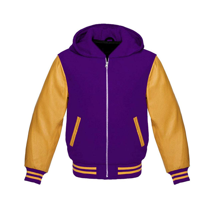 Modren Hoodie Varsity Jacket With Leather Sleeves