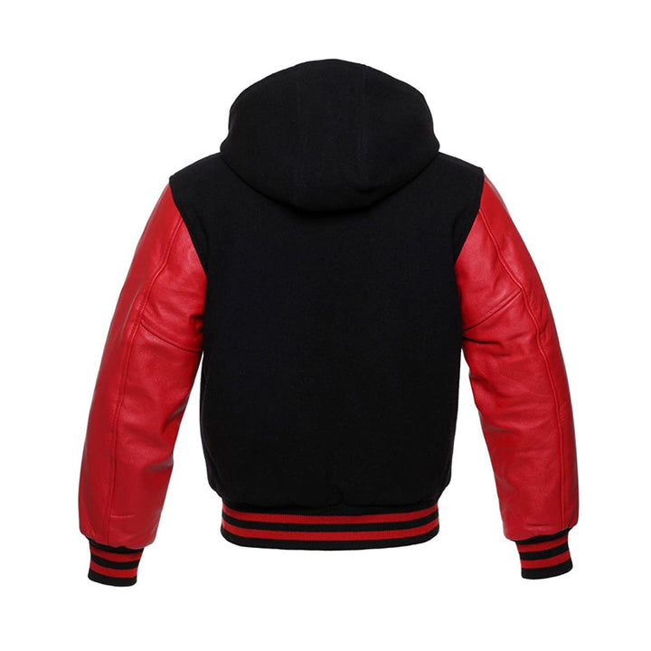 Modren Hoodie Varsity Jacket With Leather Sleeves