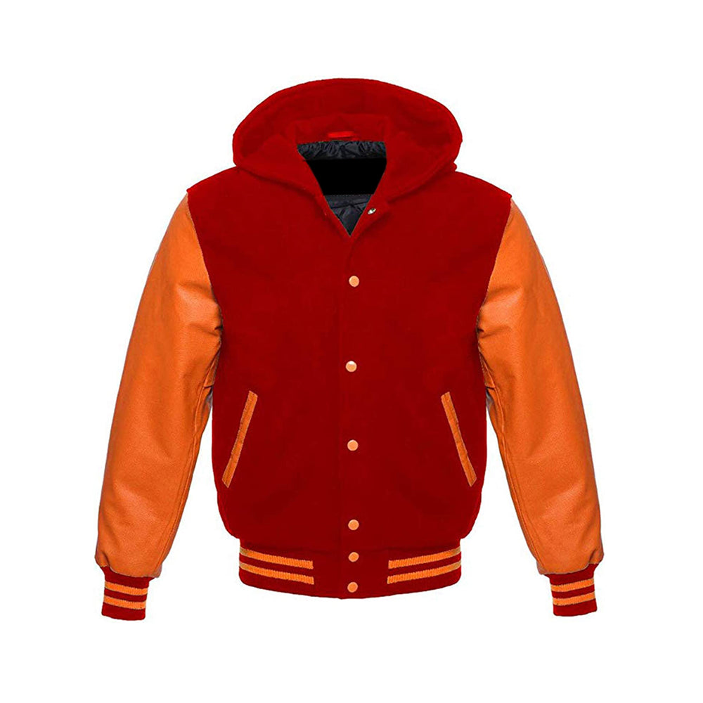 Modren Hoodie Varsity Jacket With Leather Sleeves