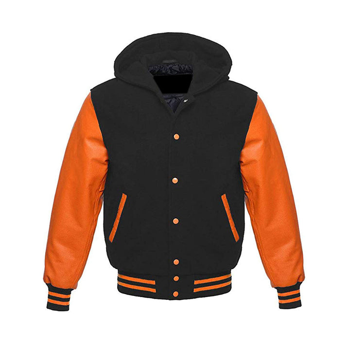 Modren Hoodie Varsity Jacket With Leather Sleeves