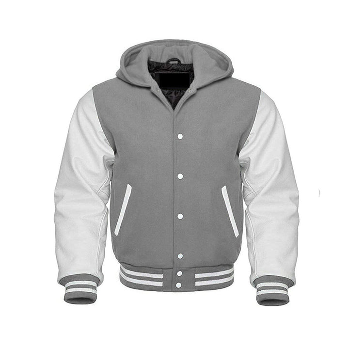 Modren Hoodie Varsity Jacket With Leather Sleeves