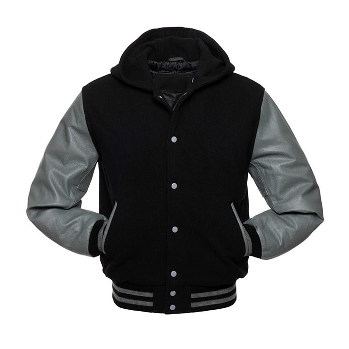 Modren Hoodie Varsity Jacket With Leather Sleeves