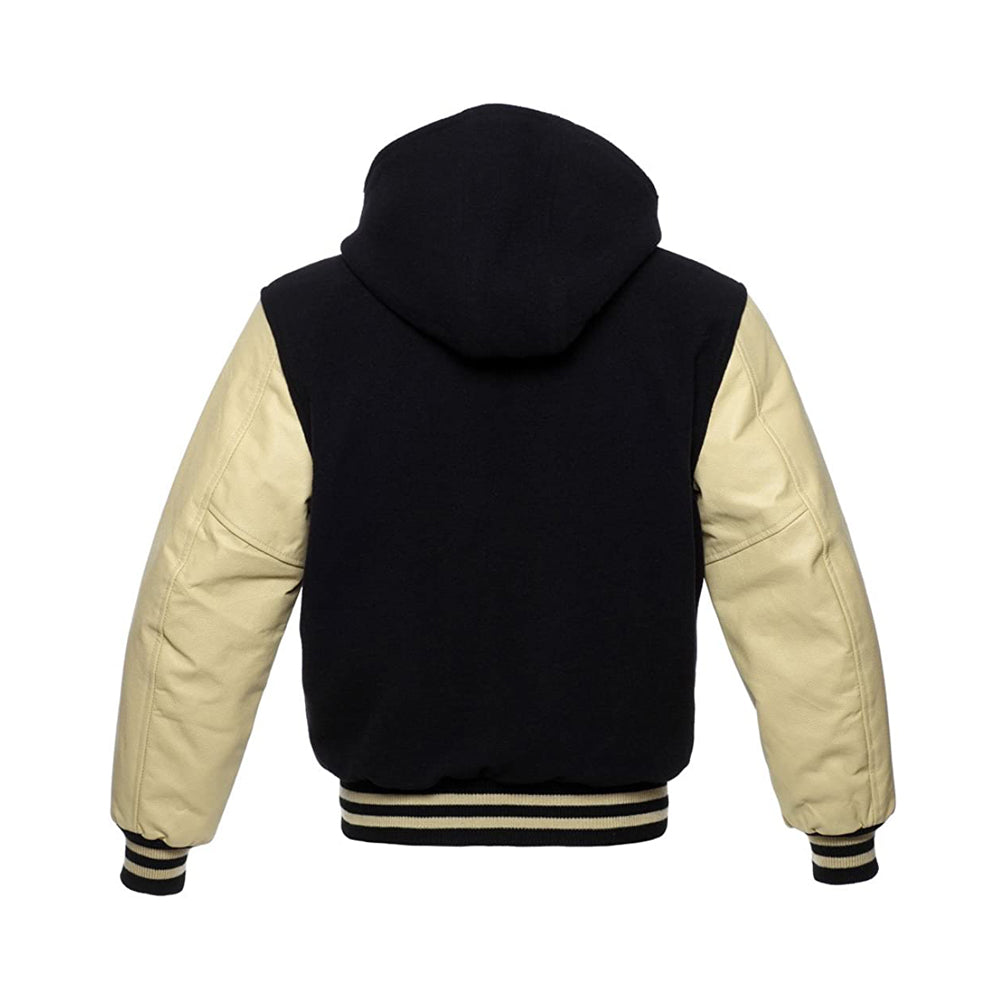 Modren Hoodie Varsity Jacket With Leather Sleeves