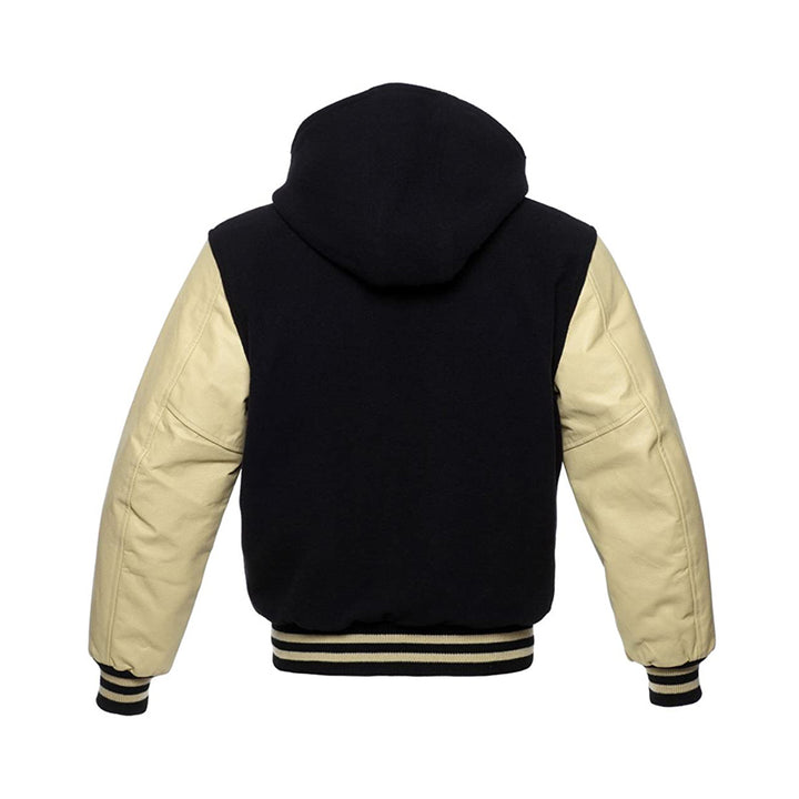 Modren Hoodie Varsity Jacket With Leather Sleeves