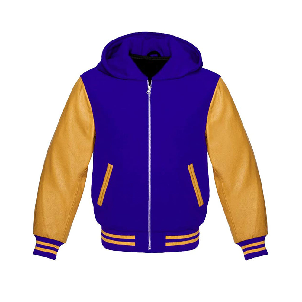 Modren Hoodie Varsity Jacket With Leather Sleeves