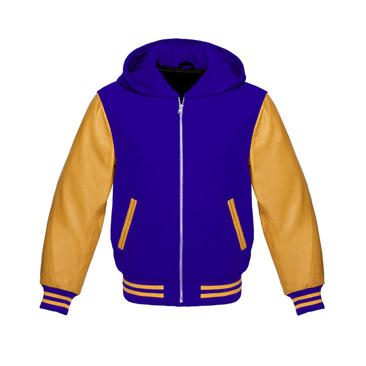 Modren Hoodie Varsity Jacket With Leather Sleeves