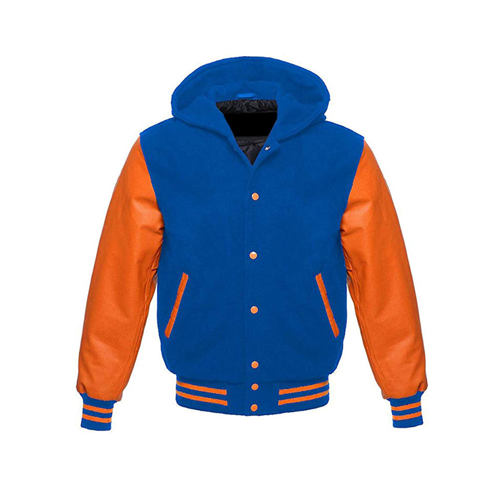 Modren Hoodie Varsity Jacket With Leather Sleeves