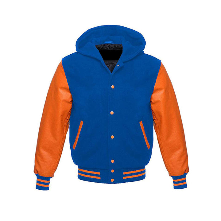 Modren Hoodie Varsity Jacket With Leather Sleeves