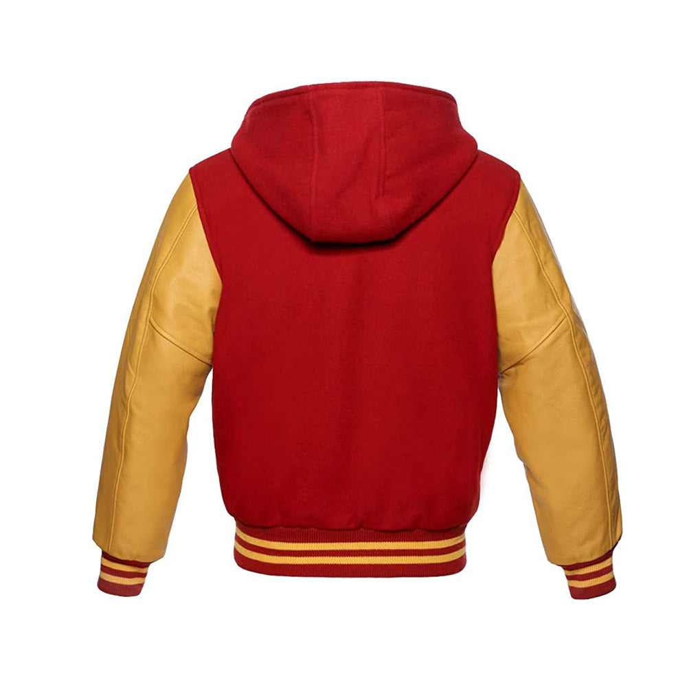 Modren Hoodie Varsity Jacket With Leather Sleeves
