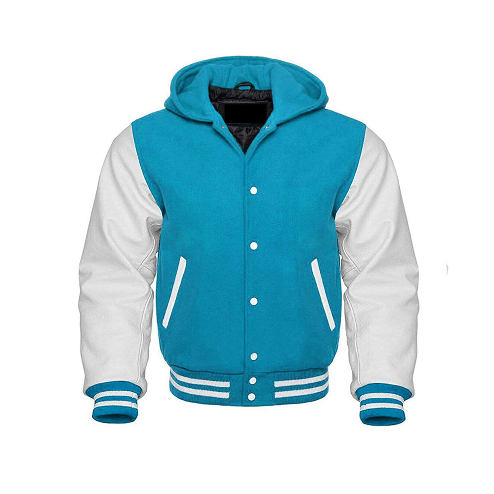 Modren Hoodie Varsity Jacket With Leather Sleeves