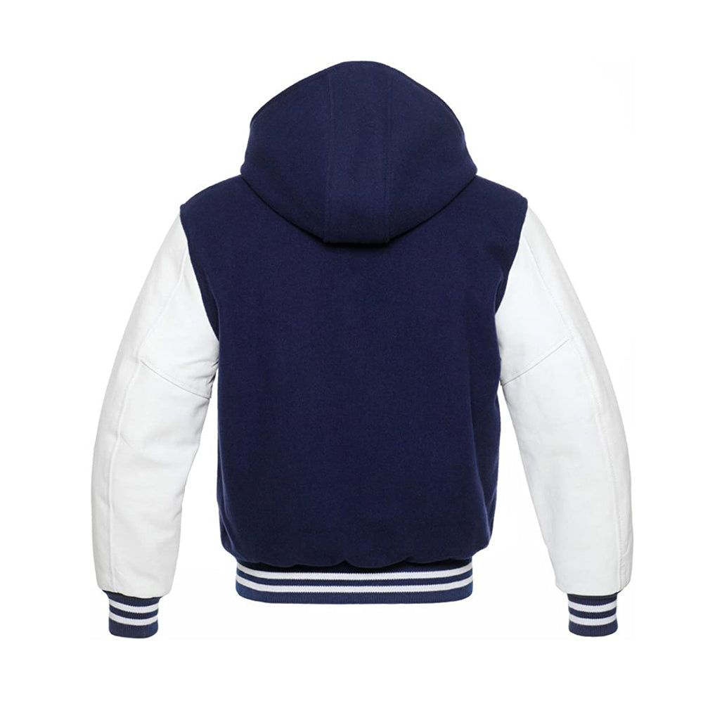 Modren Hoodie Varsity Jacket With Leather Sleeves