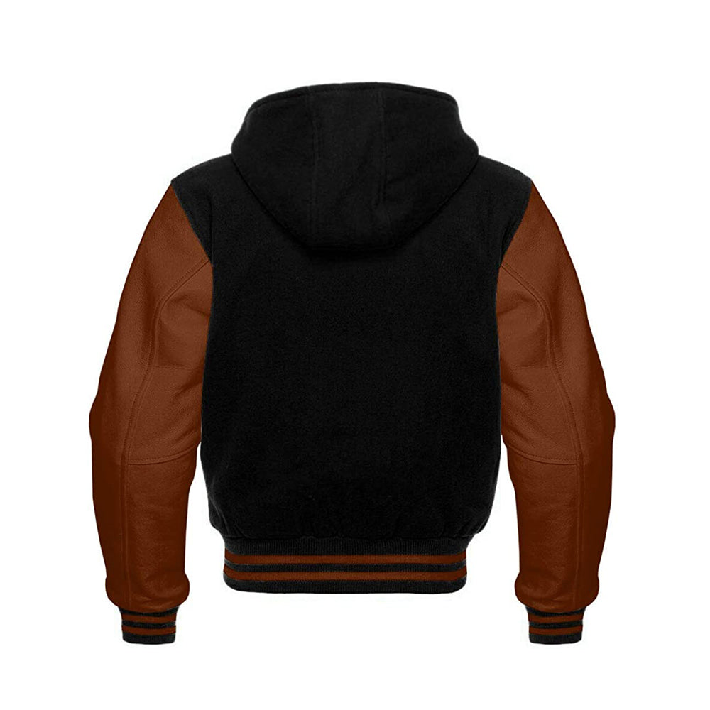 Modren Hoodie Varsity Jacket With Leather Sleeves