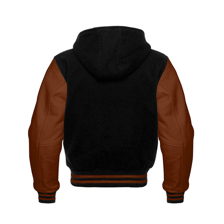 Modren Hoodie Varsity Jacket With Leather Sleeves