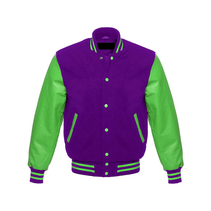 Lightweight Wool Varsity Jacket With Leather Trim