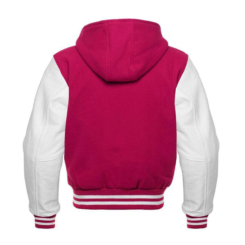 Modren Hoodie Varsity Jacket With Leather Sleeves