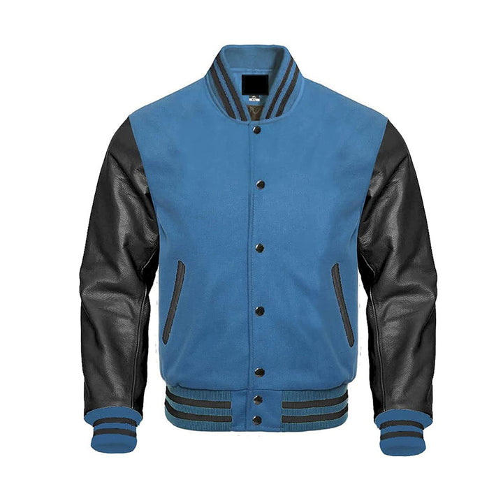 Modern Athletic Varsity Jacket With Leather Sleeves