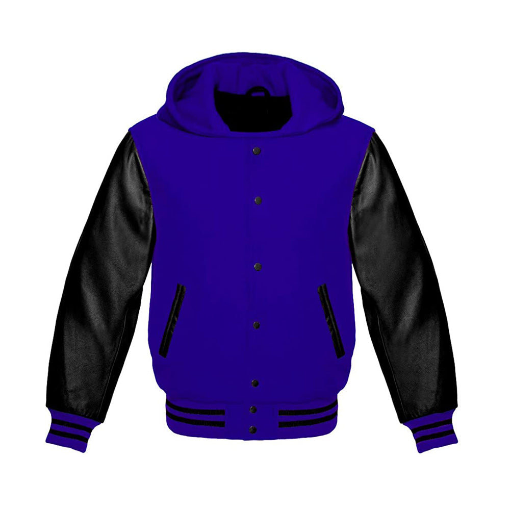 Modren Hoodie Varsity Jacket With Leather Sleeves