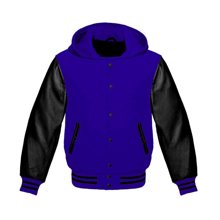Modren Hoodie Varsity Jacket With Leather Sleeves