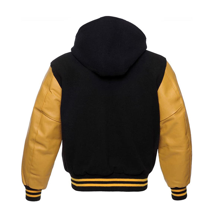 Modren Hoodie Varsity Jacket With Leather Sleeves