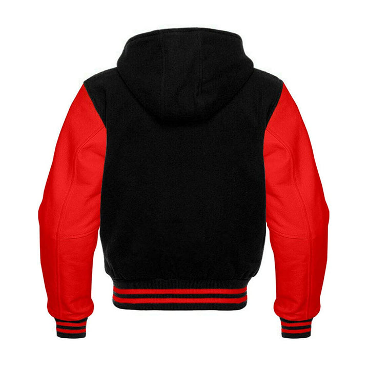 Modren Hoodie Varsity Jacket With Leather Sleeves