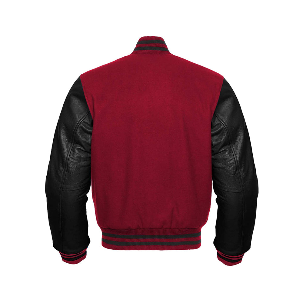 Leather Sleeve Bomber Style Varsity Jacket