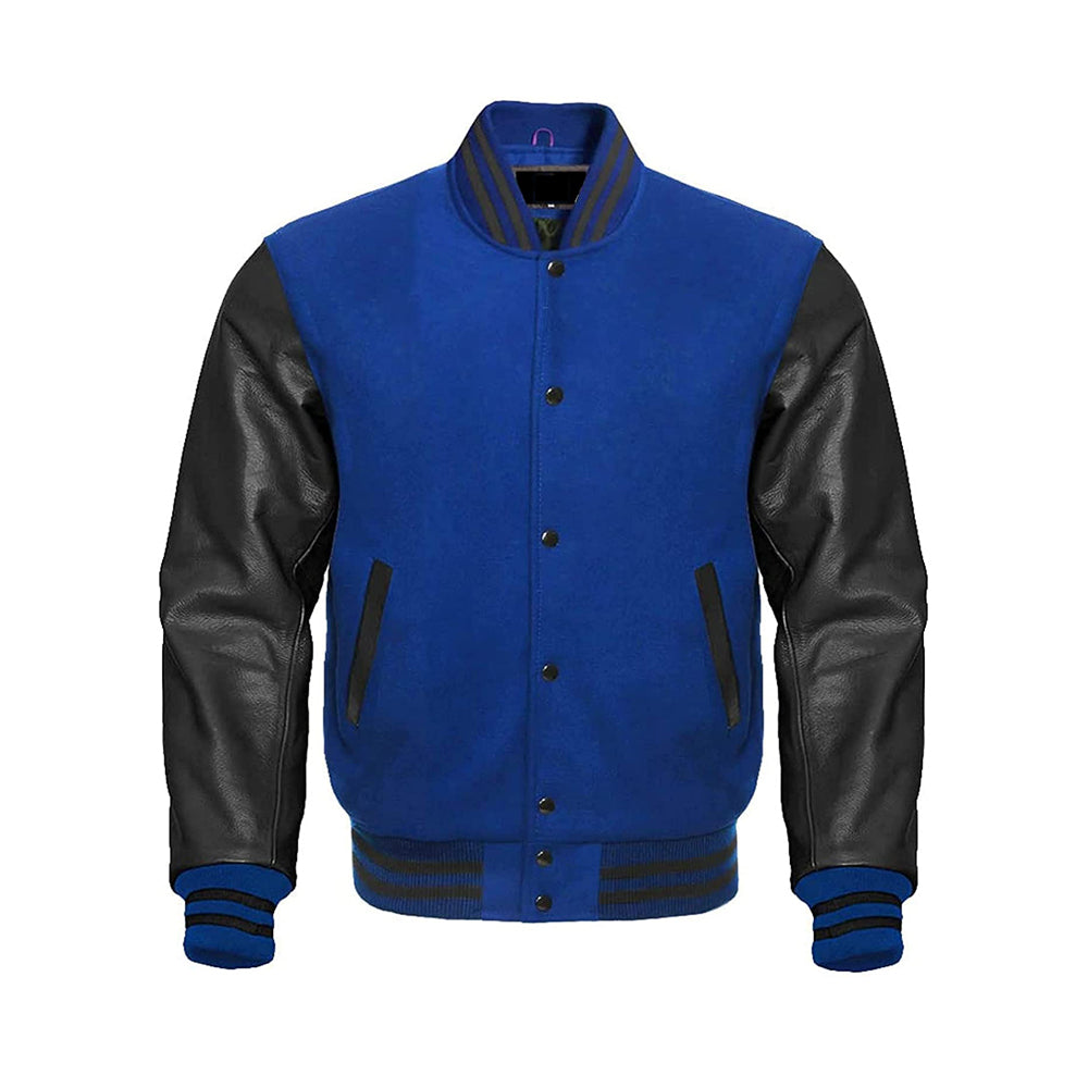 Modern Varsity Jacket With Real Leather Sleeves