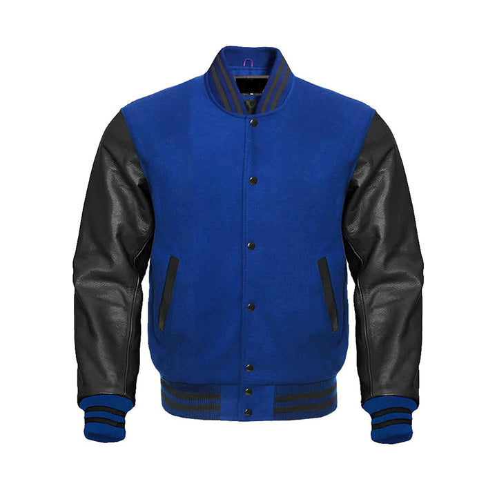 Modern Varsity Jacket With Real Leather Sleeves