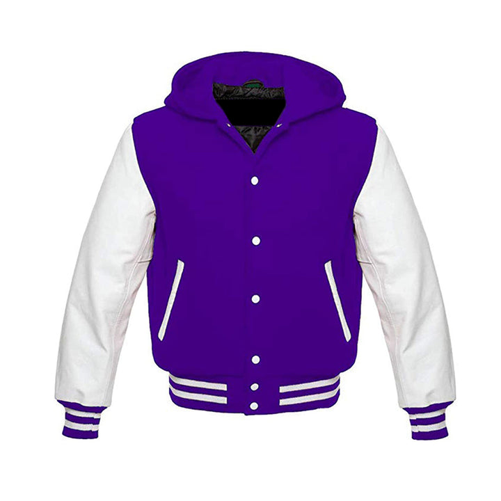 Modren Hoodie Varsity Jacket With Leather Sleeves