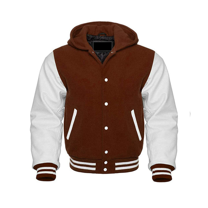 Modren Hoodie Varsity Jacket With Leather Sleeves