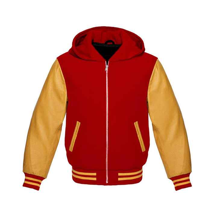 Modren Hoodie Varsity Jacket With Leather Sleeves