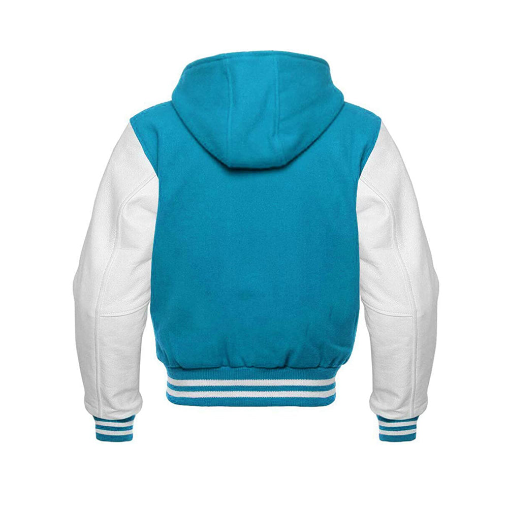 Modren Hoodie Varsity Jacket With Leather Sleeves