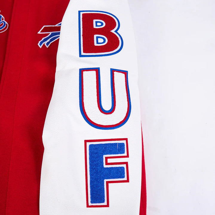 NFL BUFFALO BILLS SCRIPT TAIL MEN'S RIB WOOL VARSITY JACKET