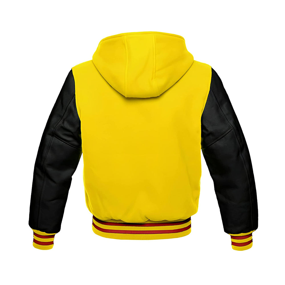 Modren Hoodie Varsity Jacket With Leather Sleeves