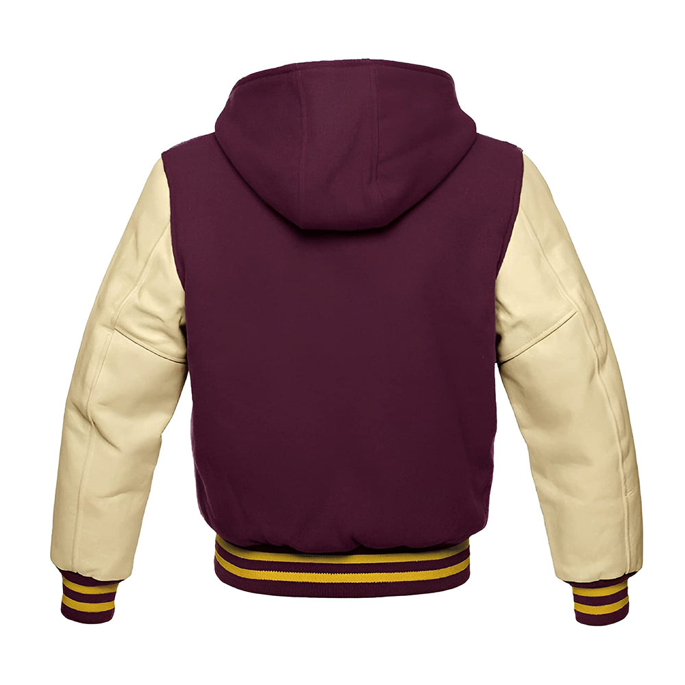 Modren Hoodie Varsity Jacket With Leather Sleeves
