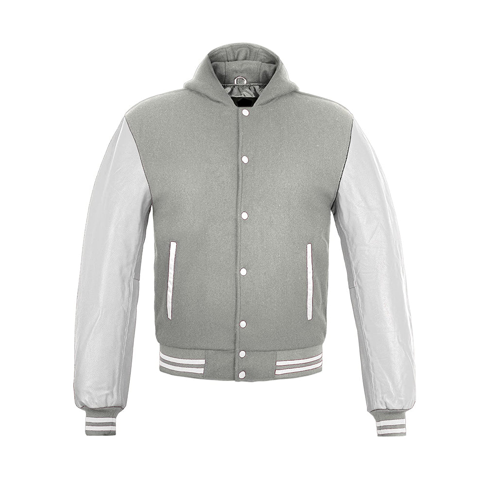 Modren Hoodie Varsity Jacket With Leather Sleeves