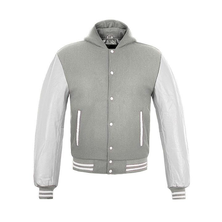 Modren Hoodie Varsity Jacket With Leather Sleeves