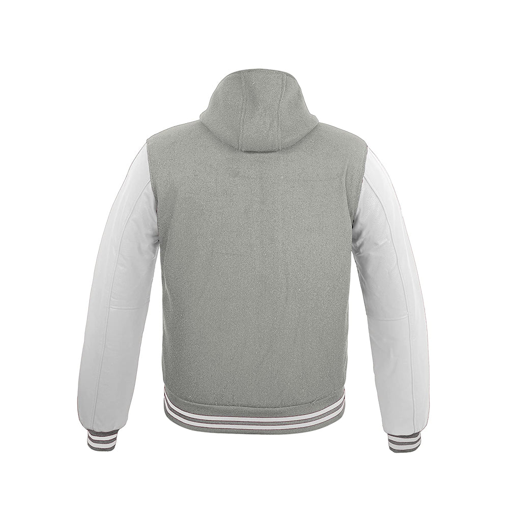 Modren Hoodie Varsity Jacket With Leather Sleeves