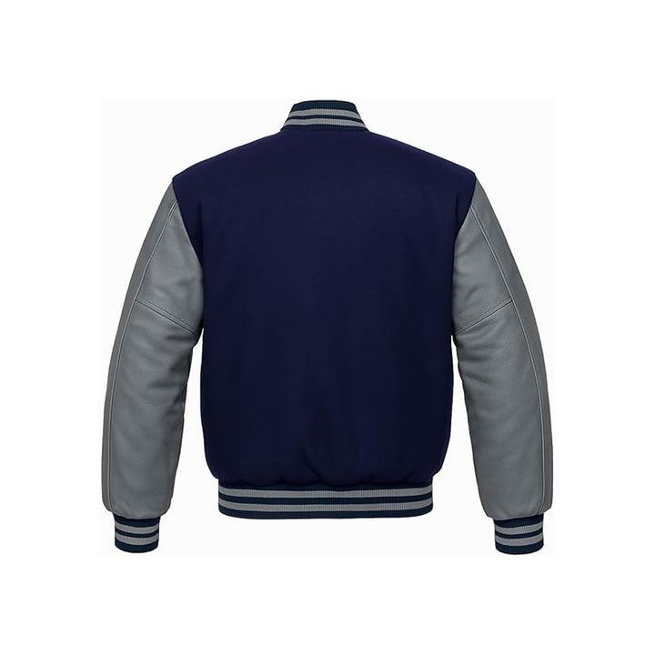 Streetwear Varsity Jacket with Full-Grain Leather Sleeves