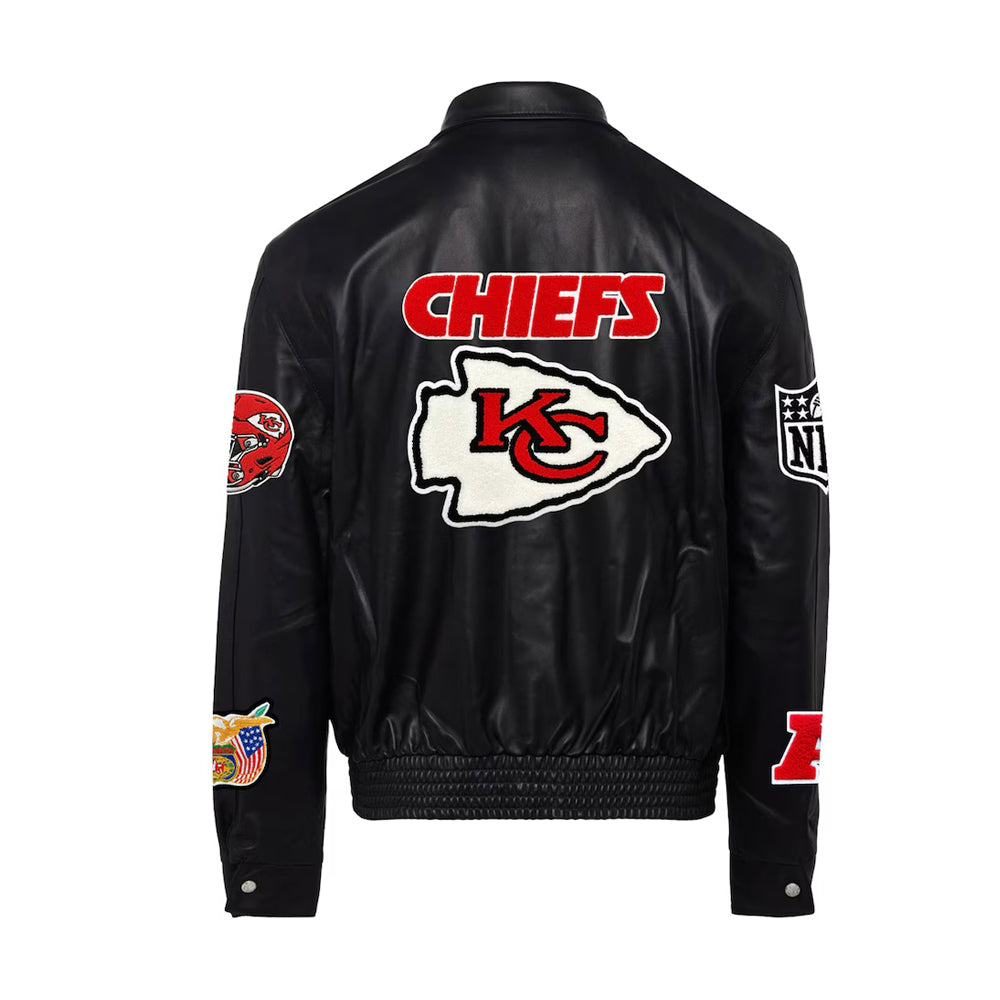 Men's Kansas City Chiefs Jeff Hamilton Black Leather Full-Snap Jacket