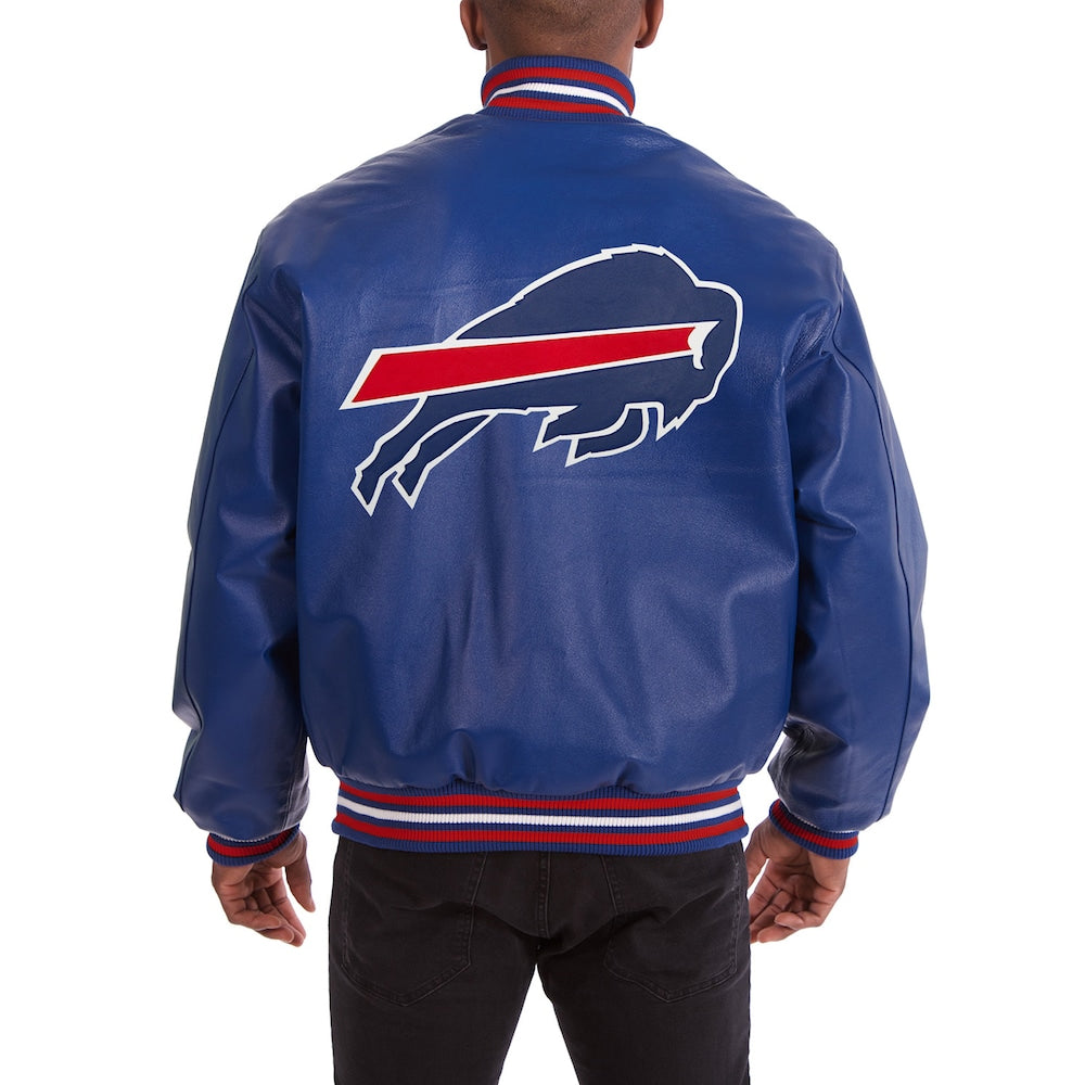 Men's Buffalo Bills JH Design Royal Leather Full-Snap Jacket