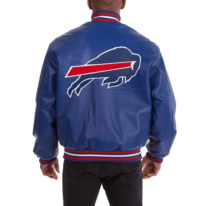 Men's Buffalo Bills JH Design Royal Leather Full-Snap Jacket