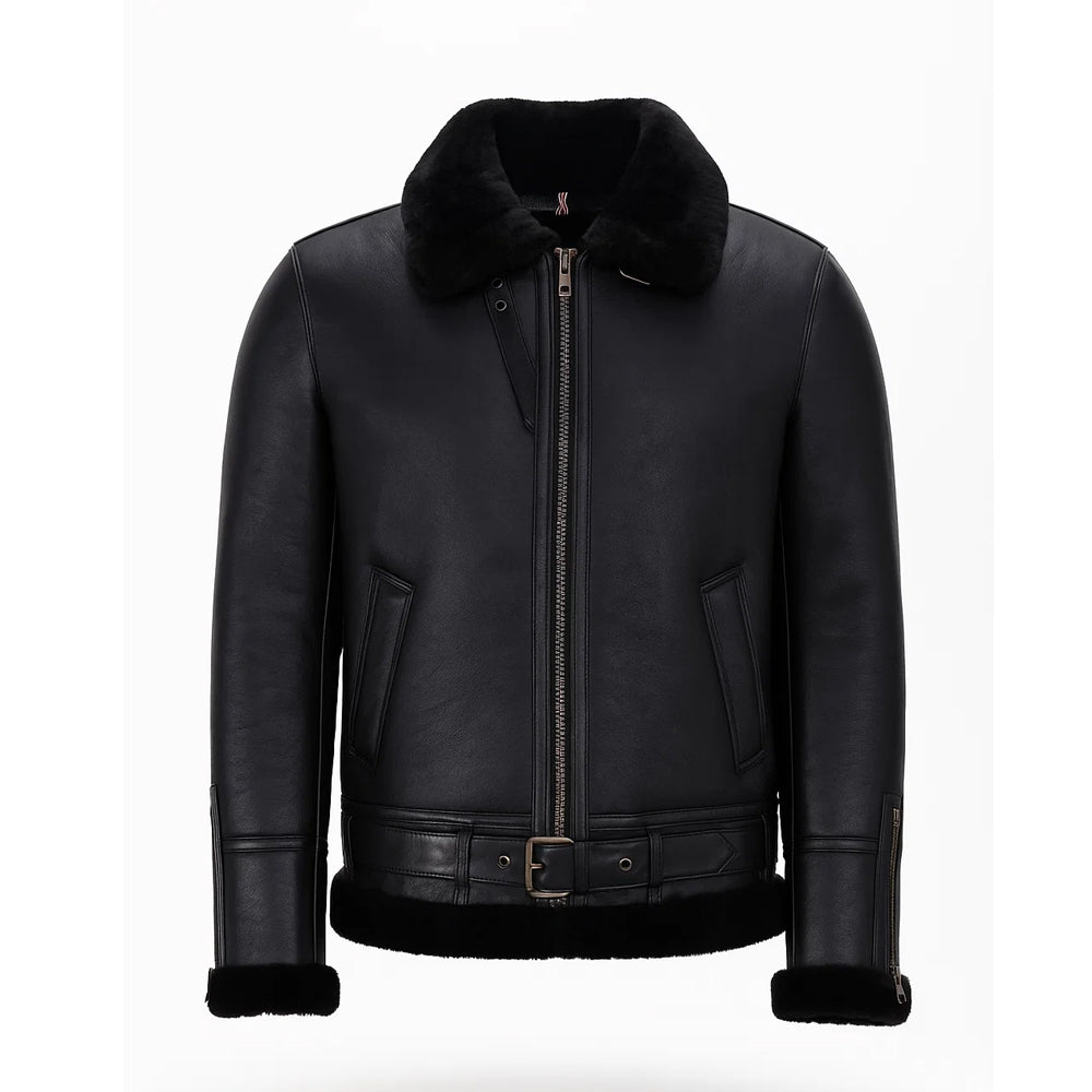 AVIATOR’S Choice Black Sheepskin Shearling Bomber Jacket