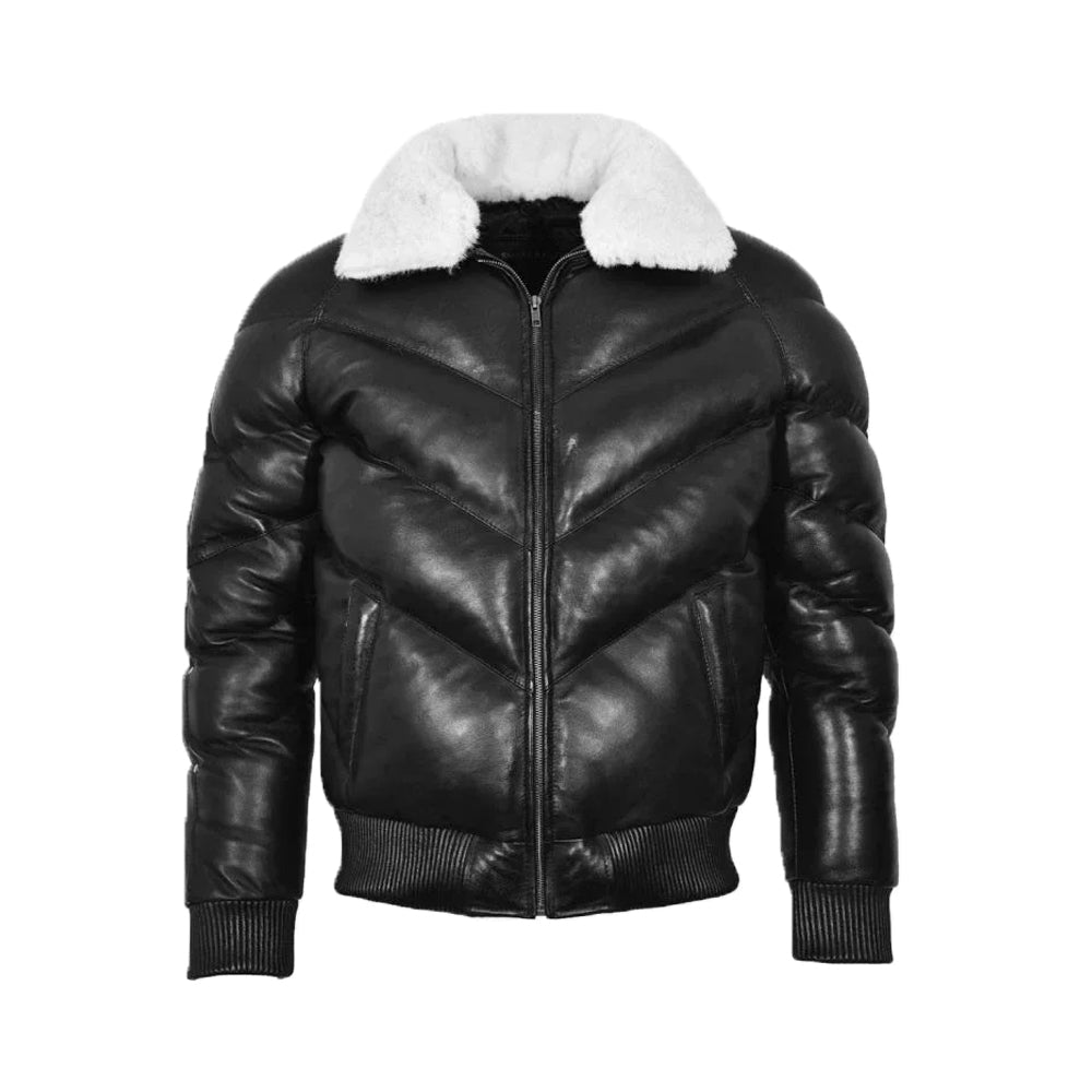 Ace Puffer Classic Padded Fur Collar Jacket White