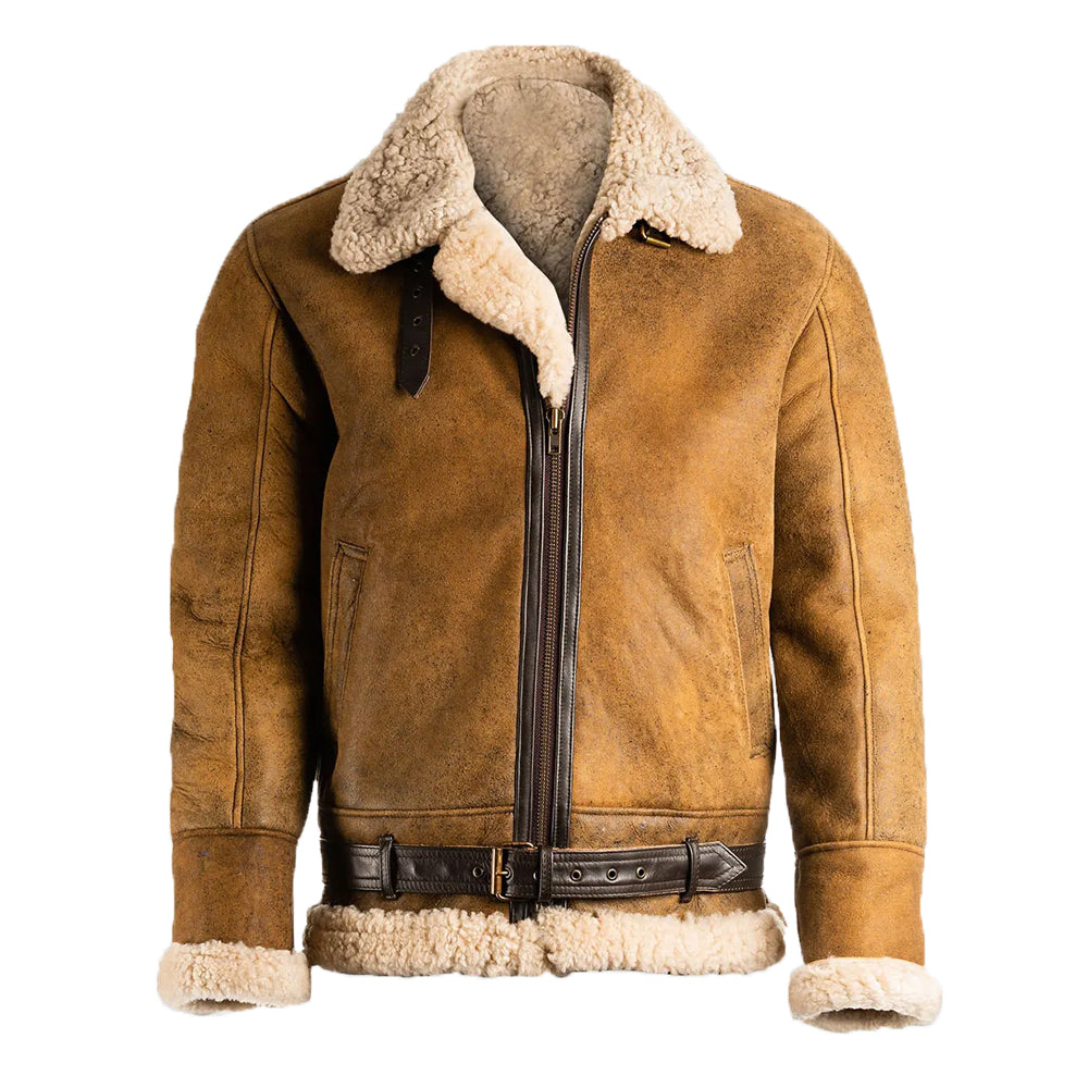 Brad Men’s Brown B-3 Bomber Leather Jacket