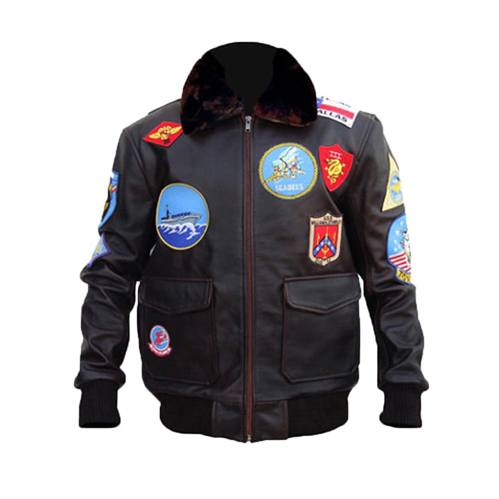 Brown Genuine Leather Biker Jacket For Men