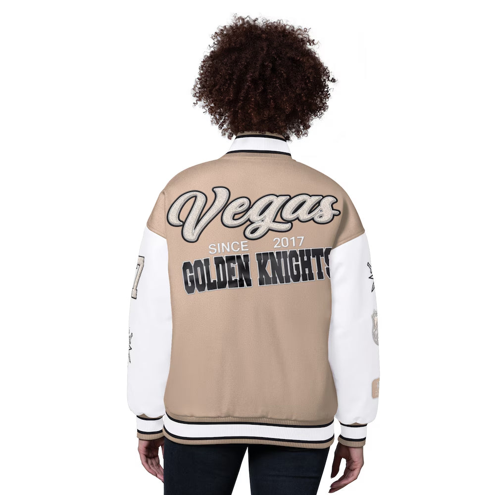 Women's Vegas Golden Knights Starter Natural Free Ball Varsity Jacket