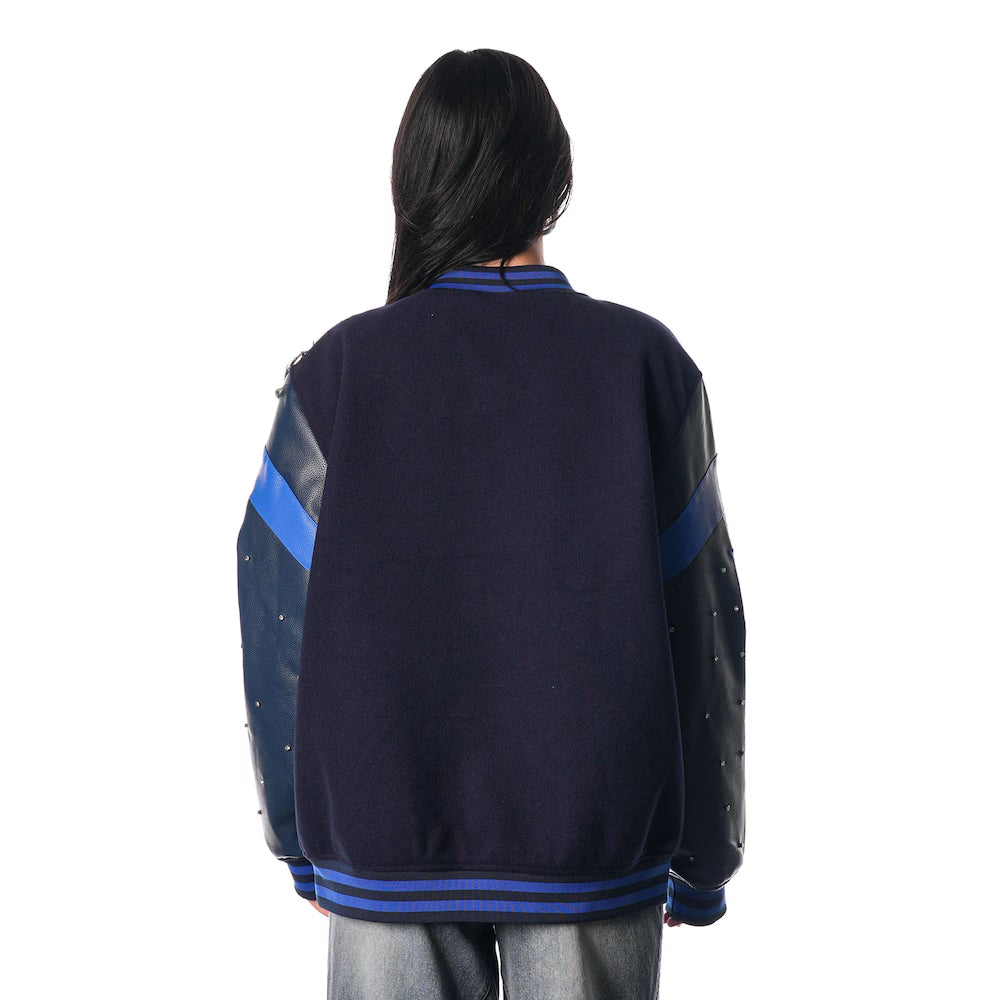 Women's New York Rangers The Wild Collective Blue Full-Snap Varsity Jacket