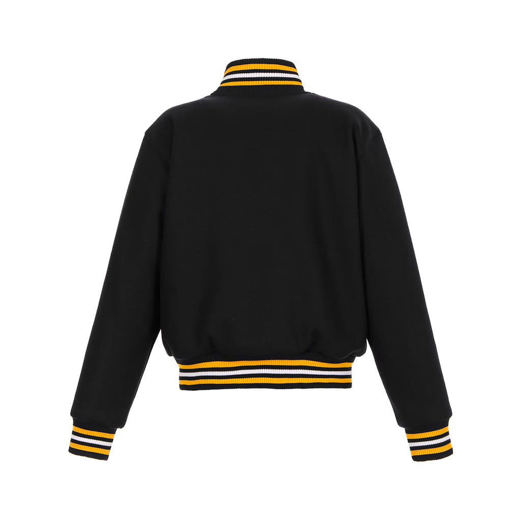 Women's Pittsburgh Penguins JH Design Black Domestic All-Wool Embroidered Full-Zip Jacket